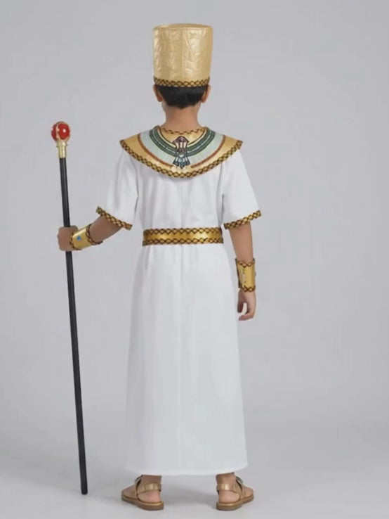 White Egyptian Pharaoh Prince, Kids Halloween Costume Fancy Dress Up