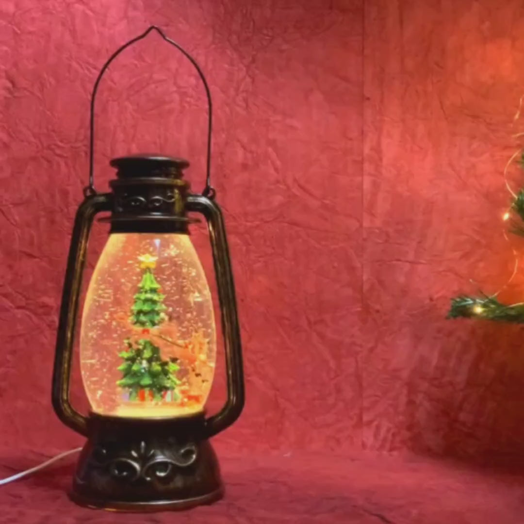 Flying Deer Christmas Tree  Musical Glitter Water Light, Christmas Snow Lantern