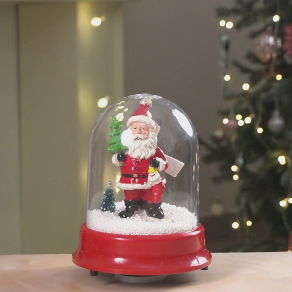 Lucky Stocking & Tree Santa , Musical Snow Globe Dome Christmas Décor and Decoration.