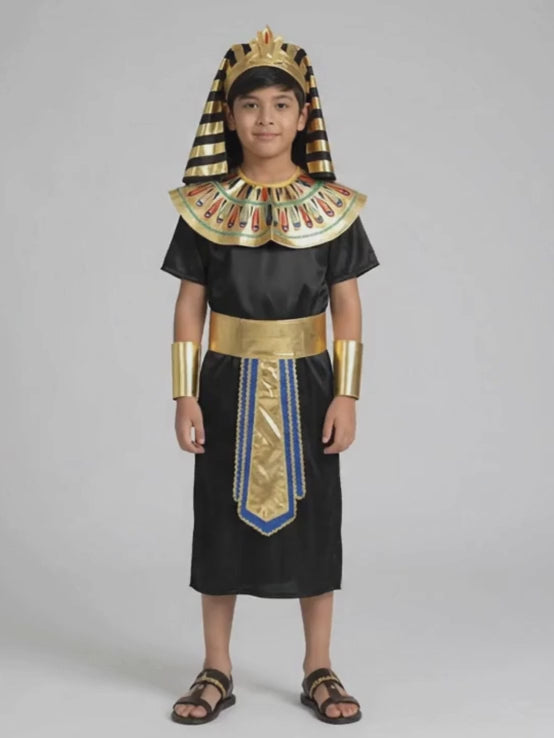 Black & Gold Egyptian Pharaoh Boy, Kids Halloween Costume Fancy Dress Up