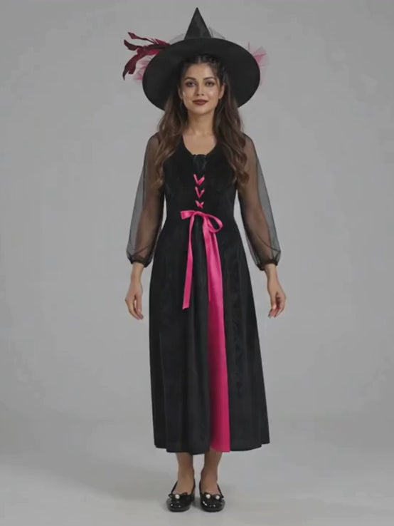 Black & Pink Witch Adult Halloween Costume Fancy Dress Up