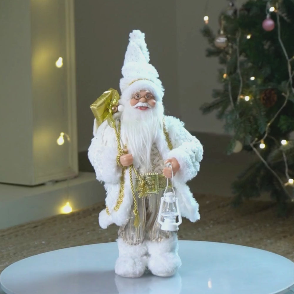 12 inches Gold Dotted and Stripes Santa , Christmas Home and Table Décor