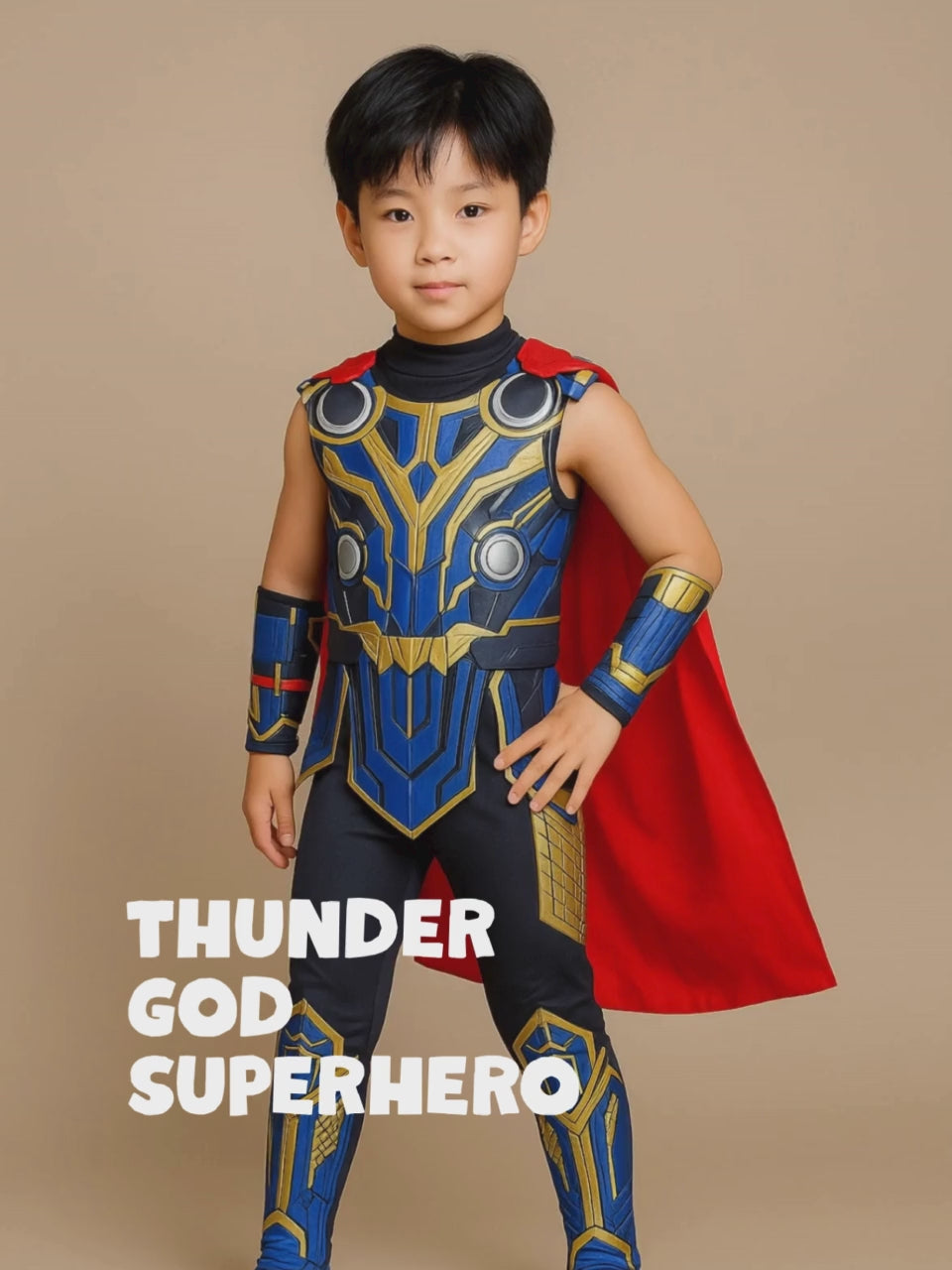 Thunder God Superhero ,Kids Halloween Costume Fancy Dress Up