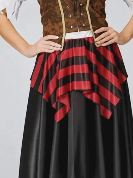 Checks Top & Skirt Pirate Adult Halloween Costume Fancy Dress Up