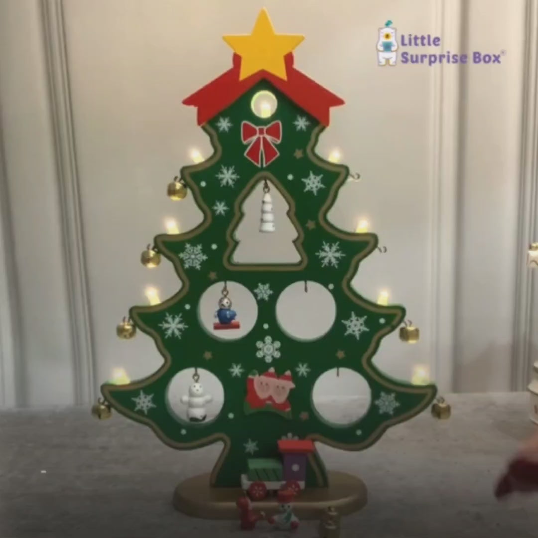 Green DIY Wooden Christmas Tree with LED Light