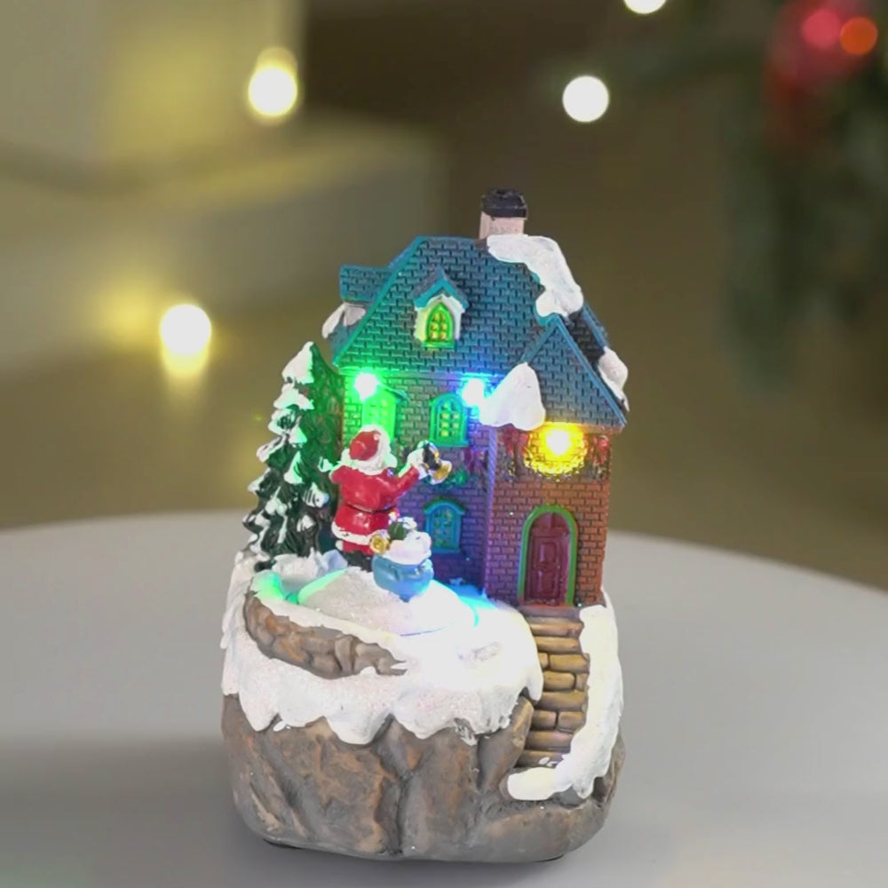 Santa House figurine rotating, musical & Lit Christmas Decoration & Home Décor