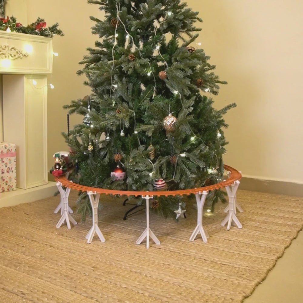 52pcs  Classic  electric Train Track set with Light and Sound for Christmas Tree Base Decor