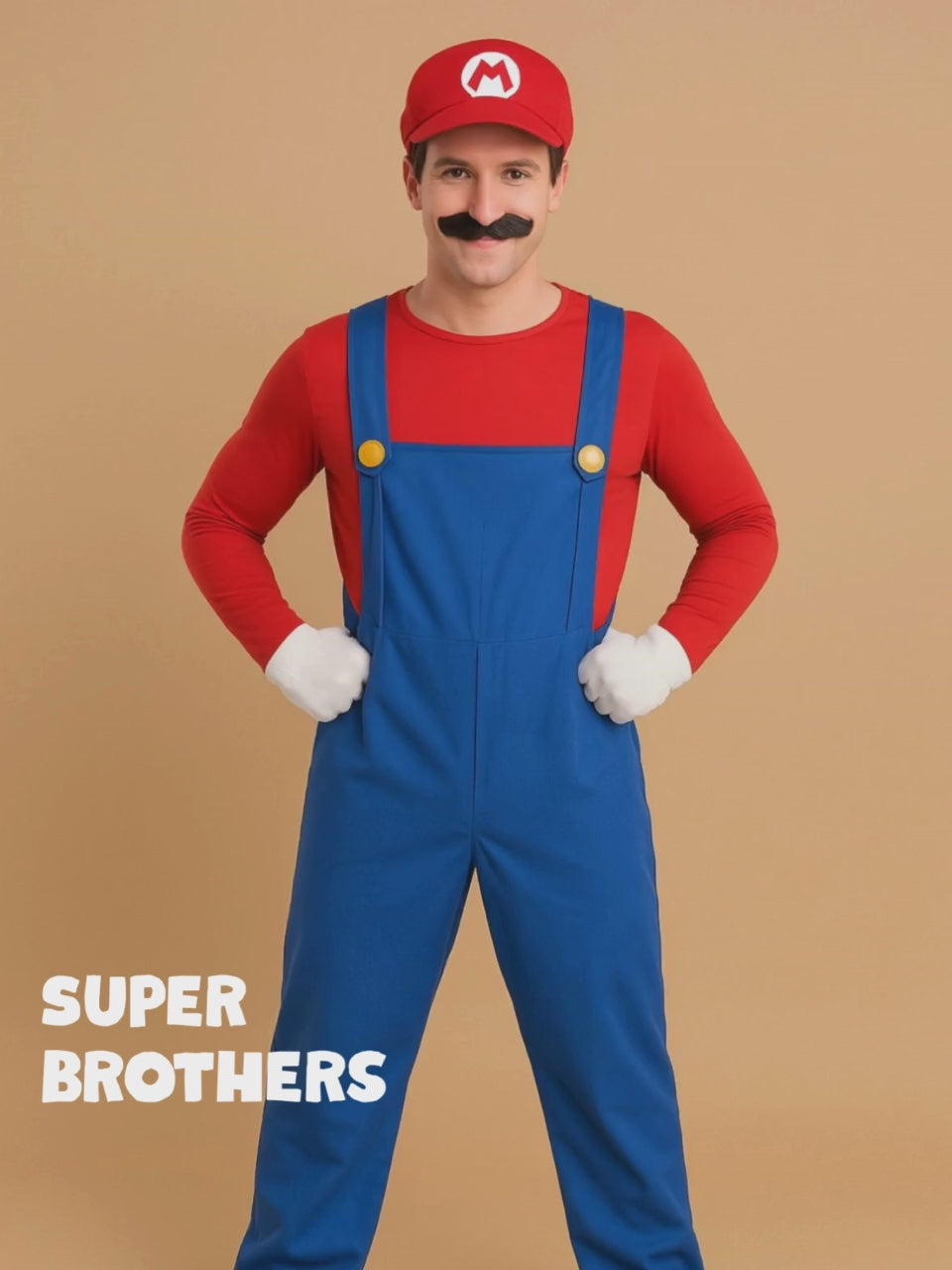 Super Brothers, Plumber Adult Halloween Costume Fancy Dress Up