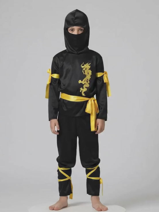 The Black & Yellow Dragon Ninja, Kids Halloween Costume Fancy Dress Up
