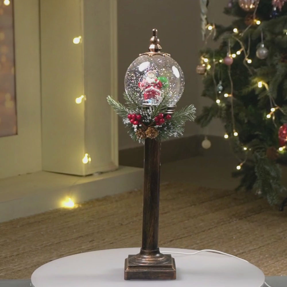 Green sack Santa Globe lamp style , Glitter water with lights christmas home and table décor