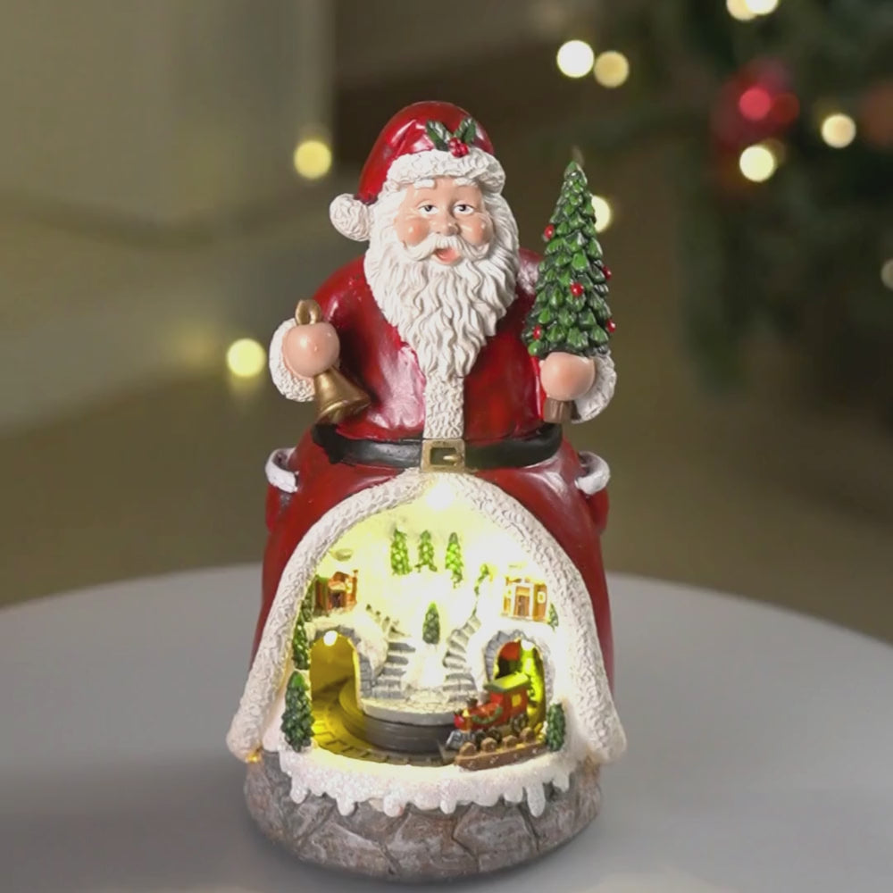 Santa Belly Train Rotating, Musical & Lit Christmas Decoration & Home Decor