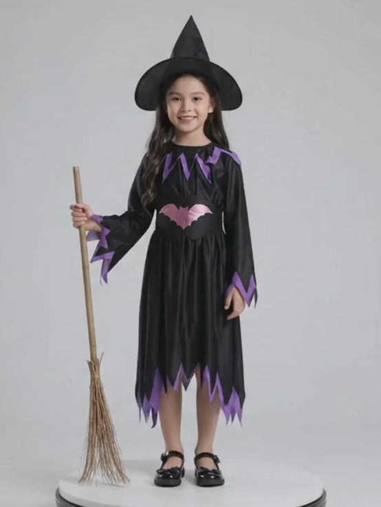 Purple Bat Witch Kids Halloween Costume