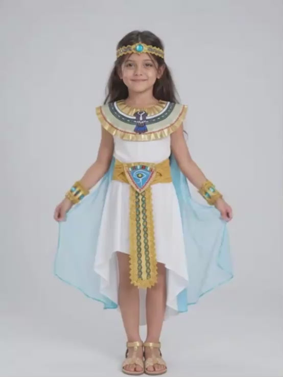 White & Gold Nile Girl, Kids Halloween Costume Fancy Dress Up