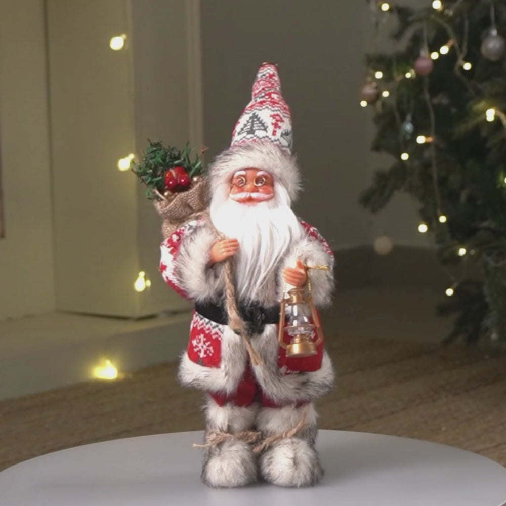 12 inches Red & White Snowflakes Santa , Christmas Home and Table Décor