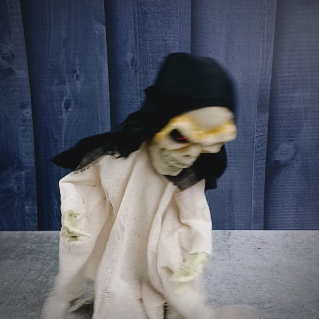 Beige Scary Walking  Dwarf skeleton, Battery operated with voice, Motion and Light  Halloween Party Décor