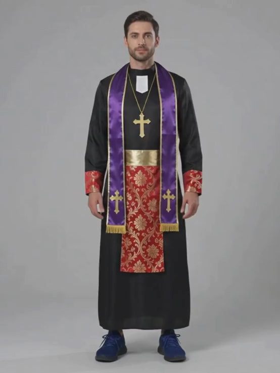 The Priest , Purple & Black Adults Halloween Costume Fancy Dress Up