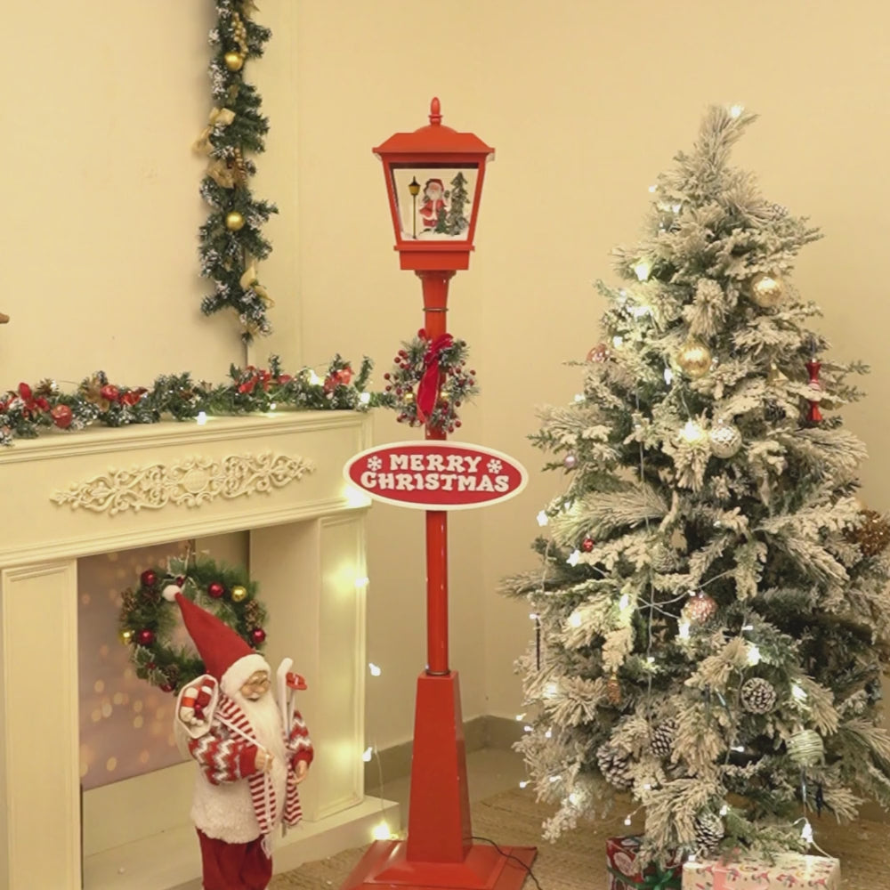 5.8 feet Tall Santa Tree & Lamp, Snowfall Lamp Post Christmas Décor