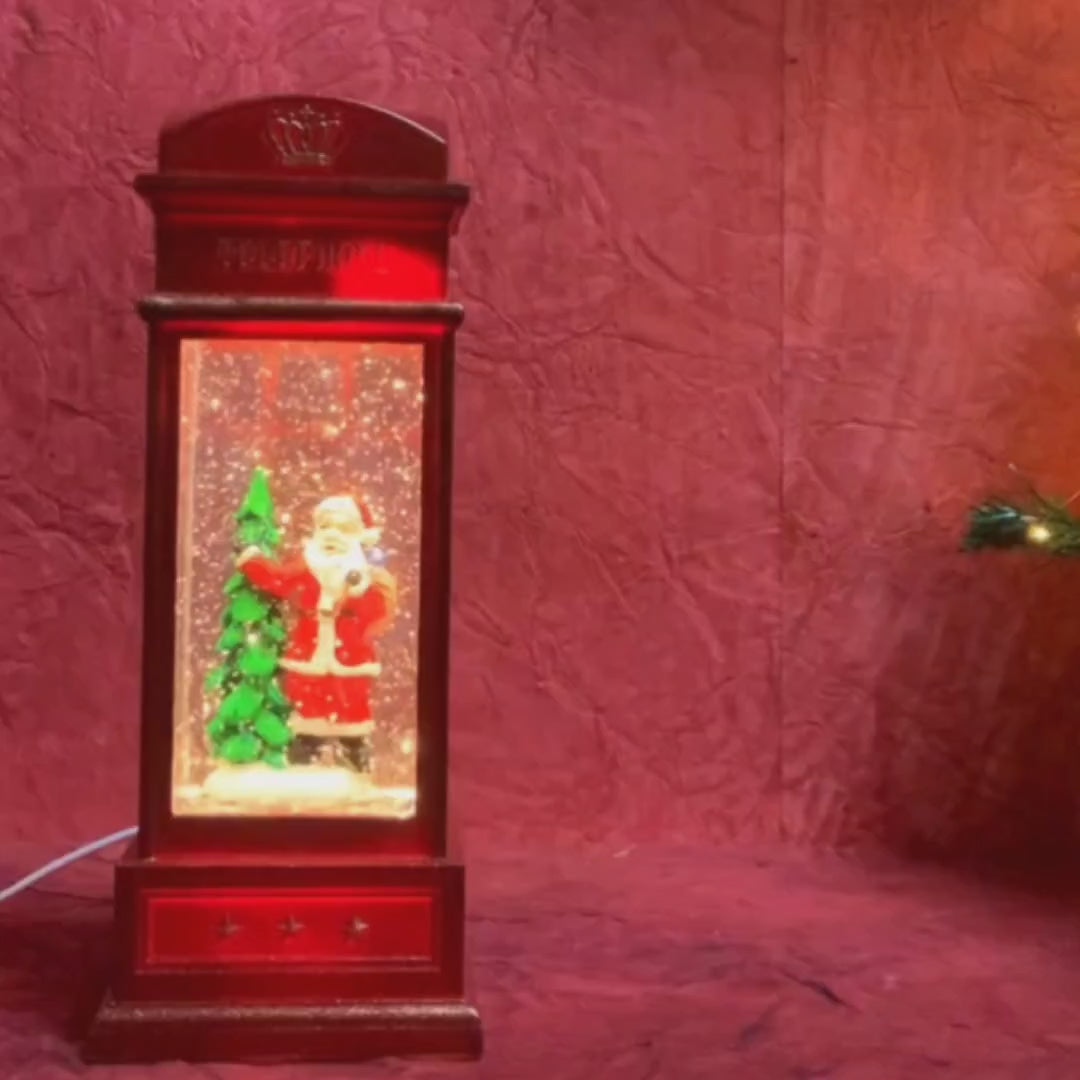 London booth Santa with Tree Musical Glitter Light Water Magical Christmas Snow Globe