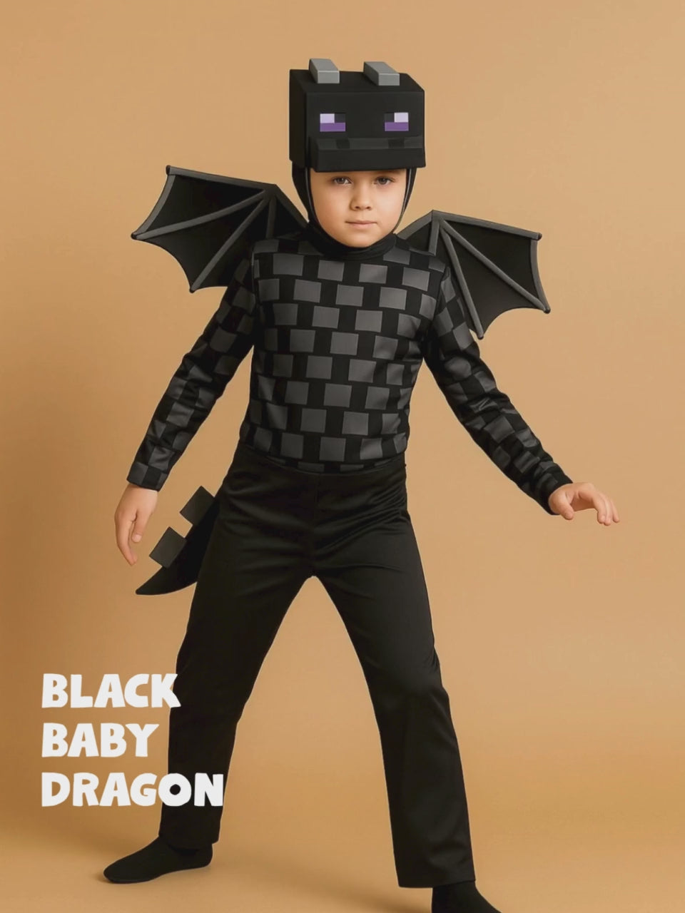 Black Baby Dragon, Kids Halloween Costume Fancy Dress Up