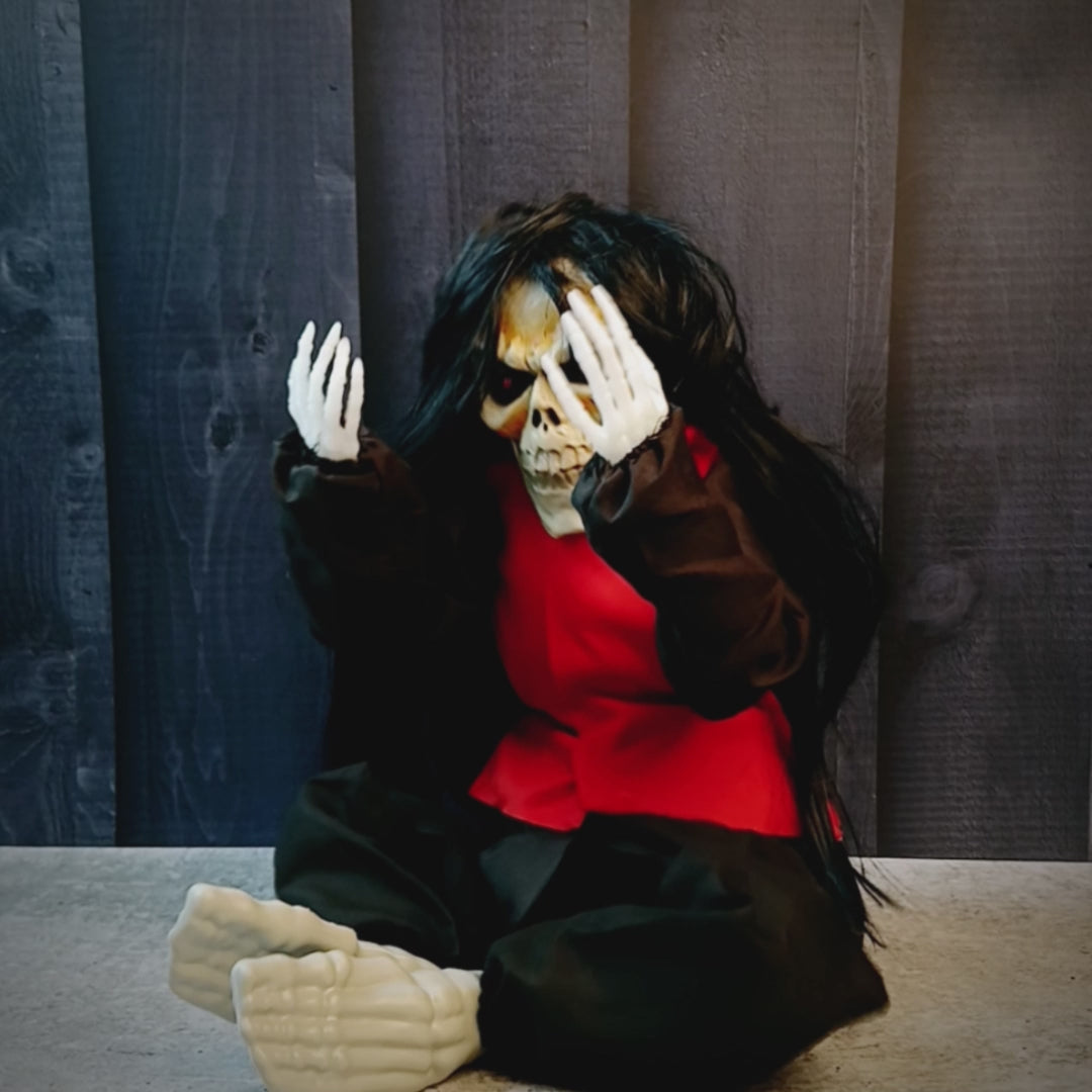 Scary Black Vibrating Ghost with Light and Sound, Battery operated Halloween Décor