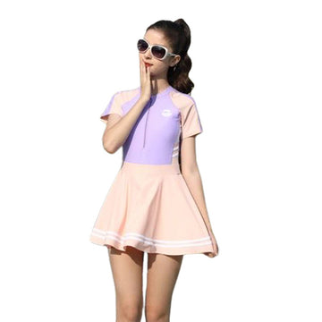 Purple and Peach color Block frock style Swimwear for Teens - Little Surprise BoxPurple and Peach color Block frock style Swimwear for Teens - Little Surprise BoxPurple and Peach color Block frock style Swimwear for Teens