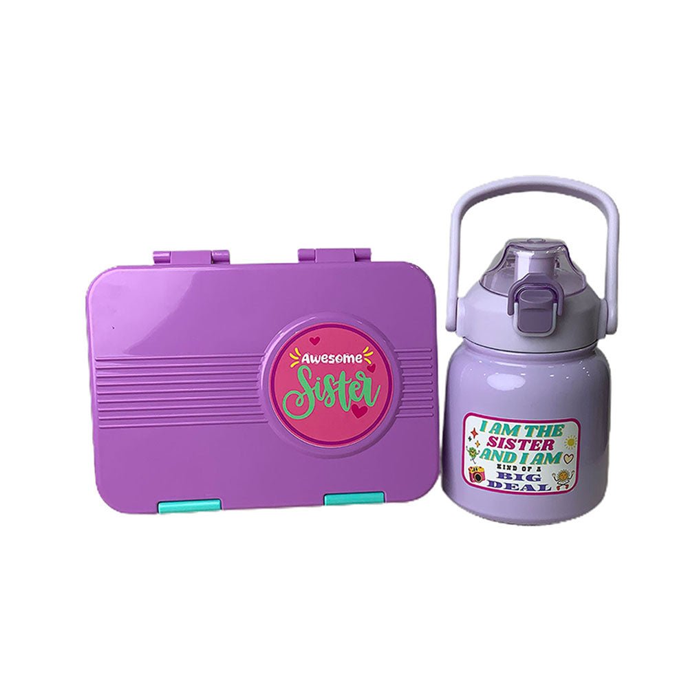 Purple Bento Box & Belly Water Bottle Combo Rakhi Gift for Sister - Little Surprise BoxPurple Bento Box & Belly Water Bottle Combo Rakhi Gift for Sister