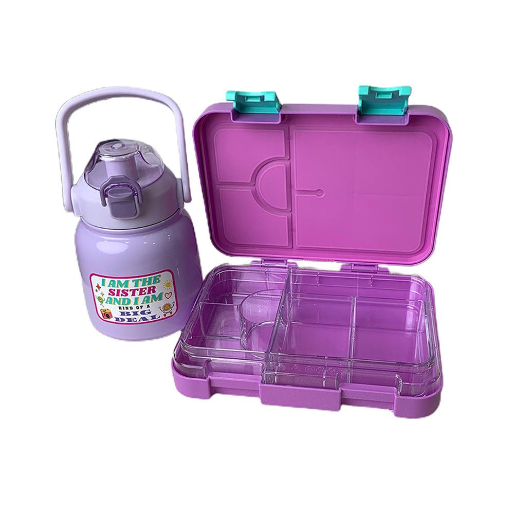 Purple Bento Box & Belly Water Bottle Combo Rakhi Gift for Sister - Little Surprise BoxPurple Bento Box & Belly Water Bottle Combo Rakhi Gift for Sister