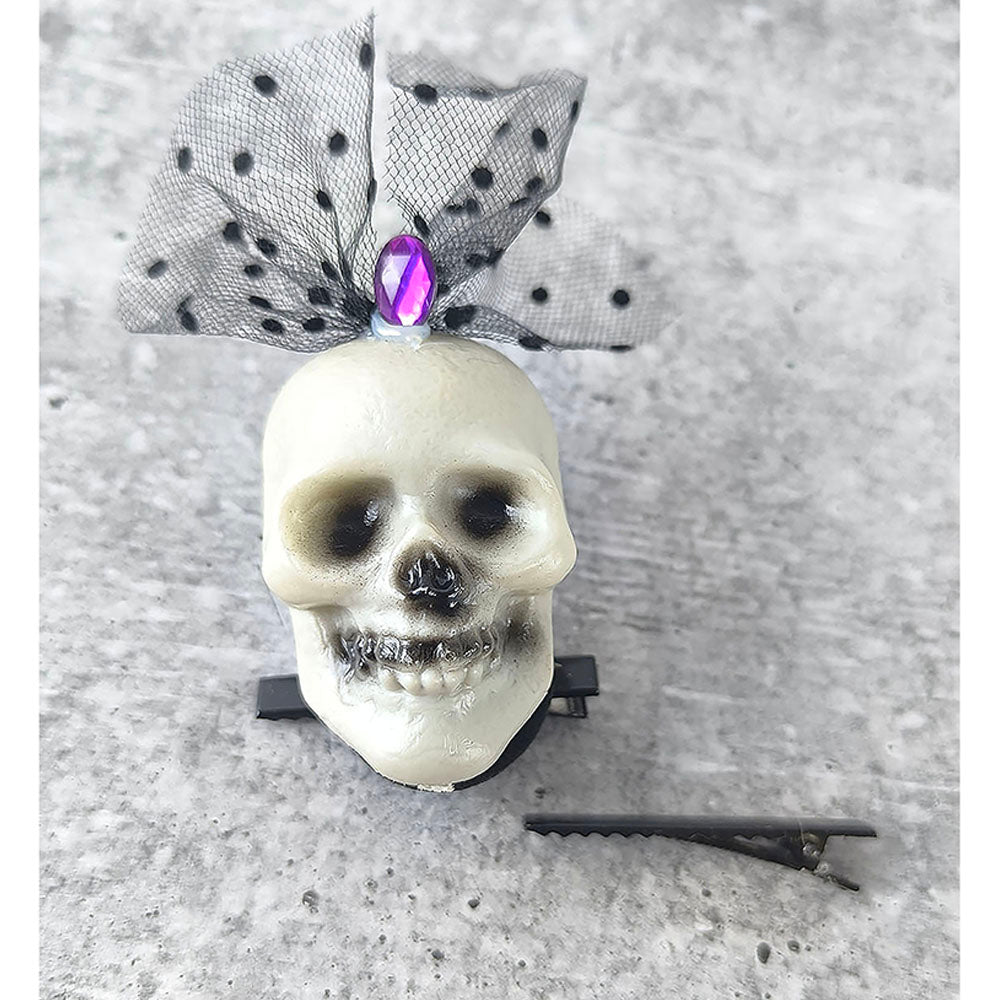 Purple Bling Skull Alligator Clip Halloween Accessory for Halloween Party - Little Surprise BoxPurple Bling Skull Alligator Clip Halloween Accessory for Halloween Party