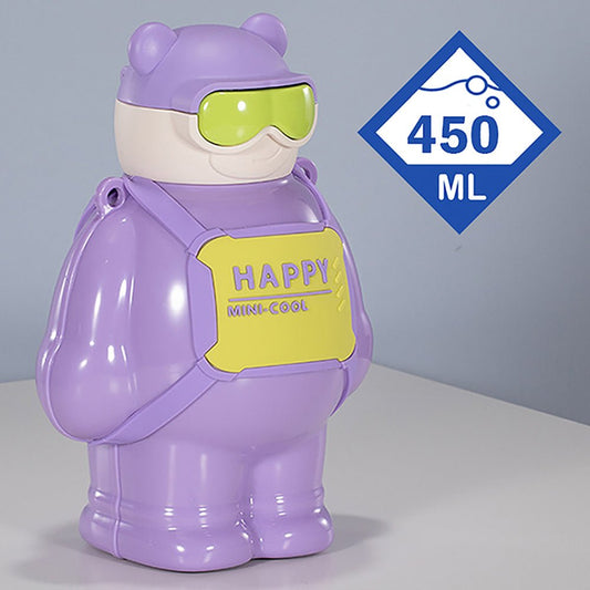 Purple Happy Ted Stainless Steel water Bottle for Kids, 450ml - Little Surprise BoxPurple Happy Ted Stainless Steel water Bottle for Kids, 450ml
