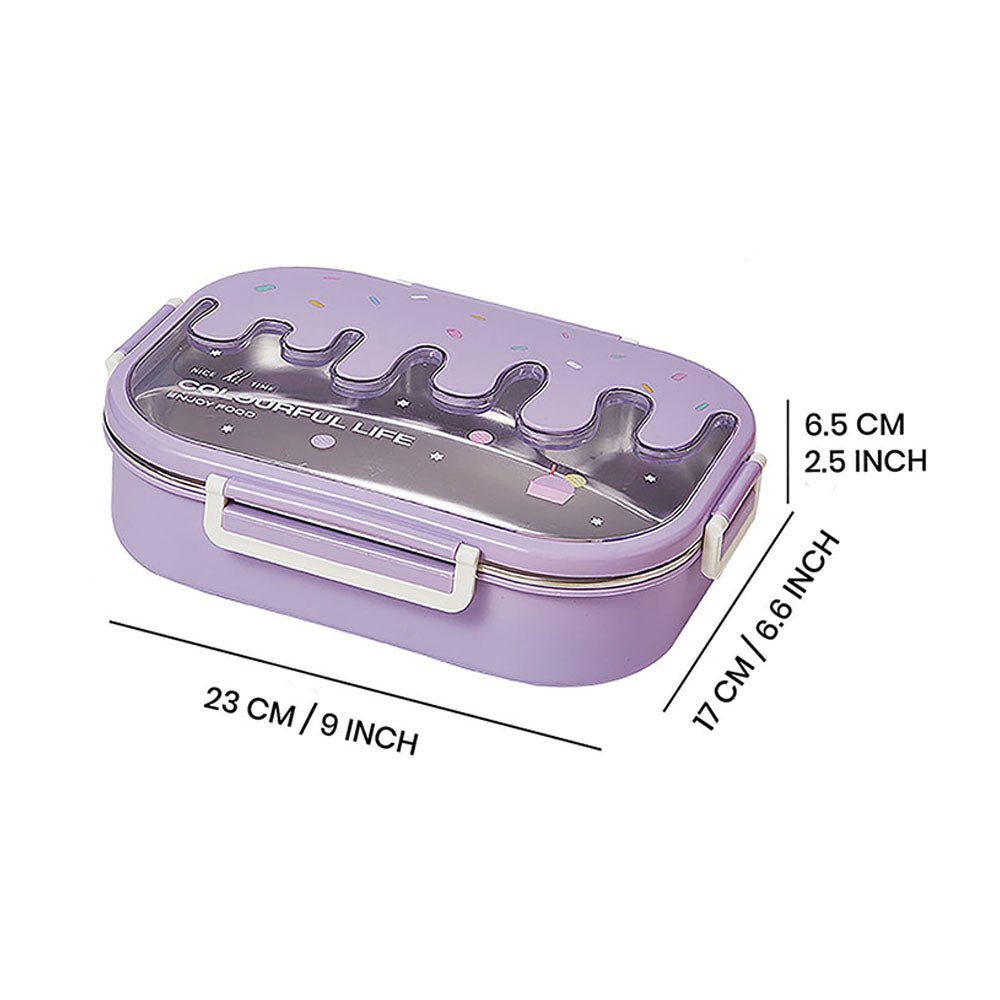 Purple Icecream Drip Big Size Stainless Steel Lunch Box, 1300ml - Little Surprise BoxPurple Icecream Drip Big Size Stainless Steel Lunch Box, 1300ml