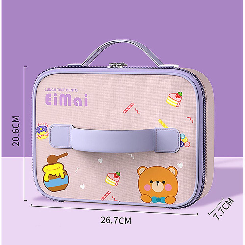 Purple Teddy Medium Size Size Stainless Steel Lunch Box with Lunch Bag - Little Surprise BoxPurple Teddy Medium Size Size Stainless Steel Lunch Box with Lunch Bag