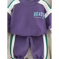 Purple/Cream Stripes 2 pcs Track Suit set for Toddlers/Kids - Little Surprise BoxPurple/Cream Stripes 2 pcs Track Suit set for Toddlers/Kids