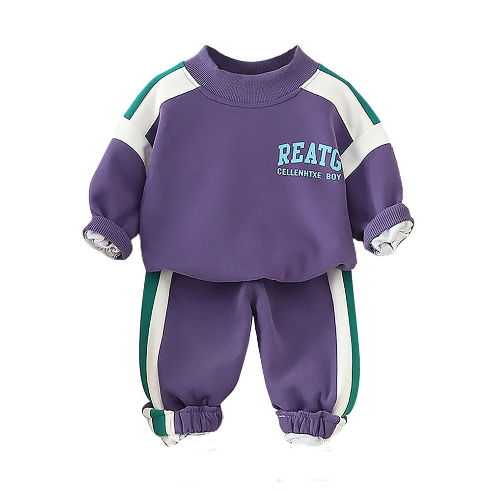 Purple/Cream Stripes 2 pcs Track Suit set for Toddlers/Kids - Little Surprise BoxPurple/Cream Stripes 2 pcs Track Suit set for Toddlers/Kids