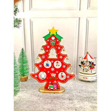 Red DIY Wooden Christmas Tree with LED Light, Christmas Table Décor - Little Surprise BoxRed DIY Wooden Christmas Tree with LED Light, Christmas Table Décor