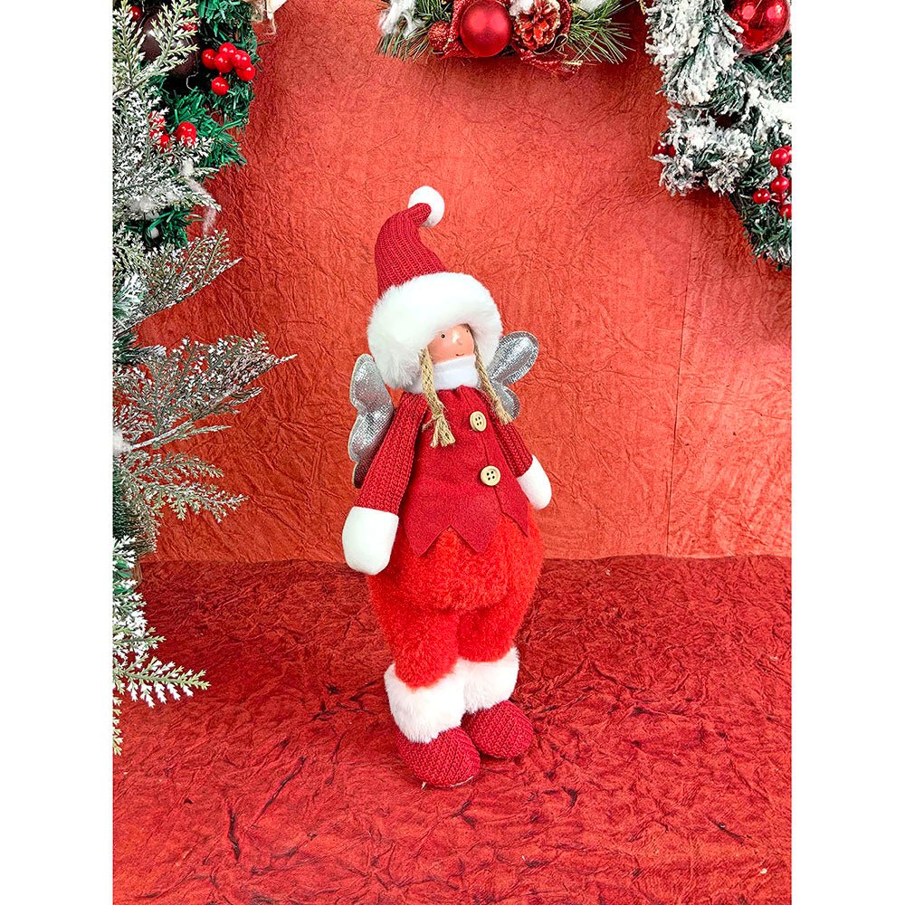 Red Pants Christmas Angel with Glitter Silver Wings Christmas Table Décor - Little Surprise BoxRed Pants Christmas Angel with Glitter Silver Wings Christmas Table Décor