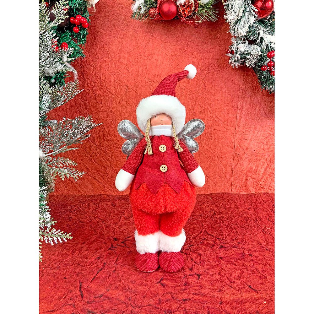 Red Pants Christmas Angel with Glitter Silver Wings Christmas Table Décor - Little Surprise BoxRed Pants Christmas Angel with Glitter Silver Wings Christmas Table Décor