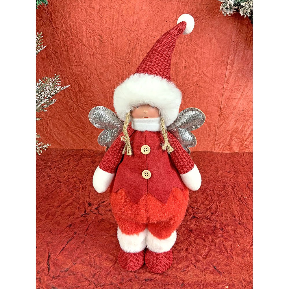 Red Pants Christmas Angel with Glitter Silver Wings Christmas Table Décor - Little Surprise BoxRed Pants Christmas Angel with Glitter Silver Wings Christmas Table Décor