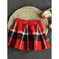 Red Plaid Peter Pan collar 2 pcs sweatshirt & Skirt Winterwear set for Girls - Little Surprise BoxRed Plaid Peter Pan collar 2 pcs sweatshirt & Skirt Winterwear set for Girls