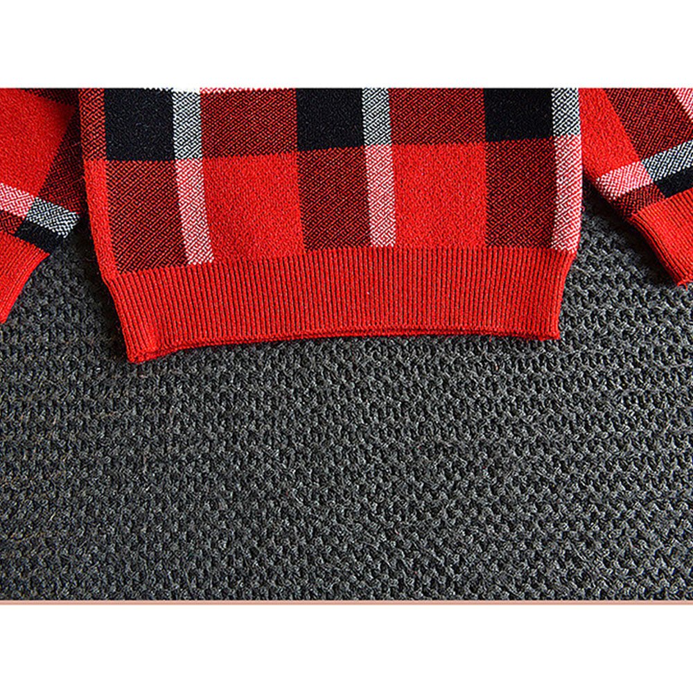 Red Plaid Peter Pan collar 2 pcs sweatshirt & Skirt Winterwear set for Girls - Little Surprise BoxRed Plaid Peter Pan collar 2 pcs sweatshirt & Skirt Winterwear set for Girls