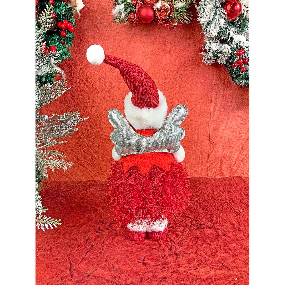 Red Skirt Christmas Angel with Glitter Silver Wings Christmas Table Décor - Little Surprise BoxRed Skirt Christmas Angel with Glitter Silver Wings Christmas Table Décor