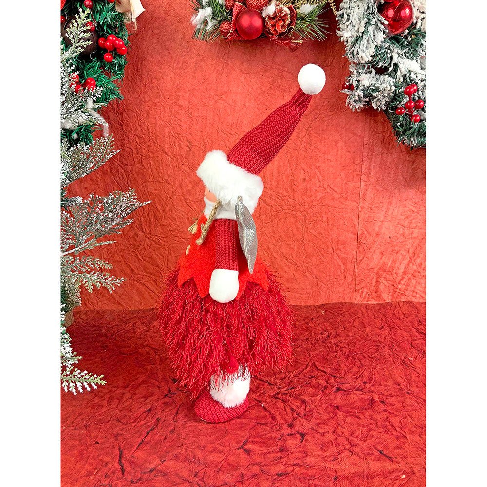 Red Skirt Christmas Angel with Glitter Silver Wings Christmas Table Décor - Little Surprise BoxRed Skirt Christmas Angel with Glitter Silver Wings Christmas Table Décor