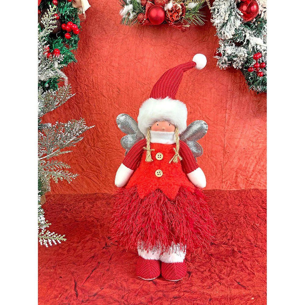 Red Skirt Christmas Angel with Glitter Silver Wings Christmas Table Décor - Little Surprise BoxRed Skirt Christmas Angel with Glitter Silver Wings Christmas Table Décor