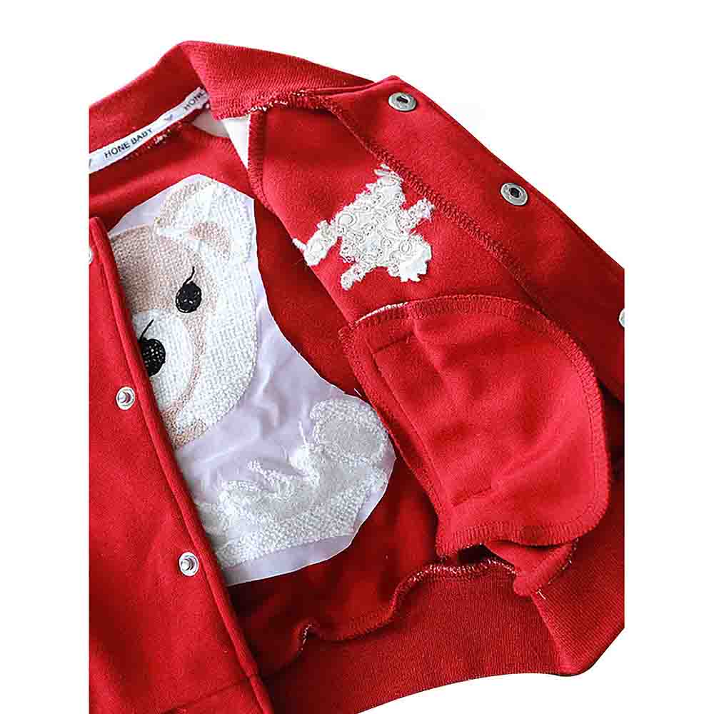 Red/Beige Teddy 3 pcs Track Suit set for Toddlers/Kids - Little Surprise BoxRed/Beige Teddy 3 pcs Track Suit set for Toddlers/Kids