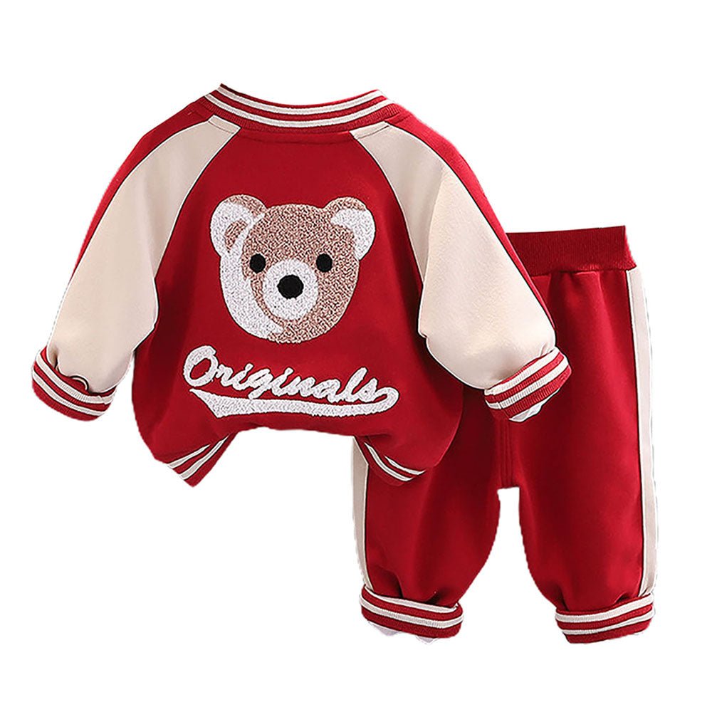 Red/Beige Teddy 3 pcs Track Suit set for Toddlers/Kids - Little Surprise BoxRed/Beige Teddy 3 pcs Track Suit set for Toddlers/Kids