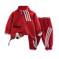 Red/White Bold Stripes 2 pcs Track Suit set for Toddlers/Kids - Little Surprise BoxRed/White Bold Stripes 2 pcs Track Suit set for Toddlers/Kids