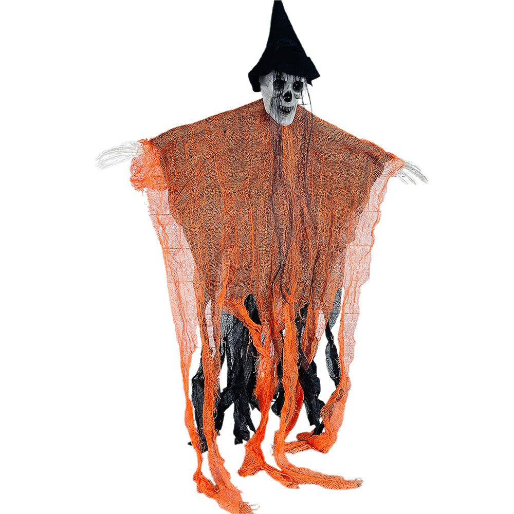 Scary Orange Hanging Long Haired Floating Ghost, Halloween Décor - Little Surprise BoxScary Orange Hanging Long Haired Floating Ghost, Halloween Décor