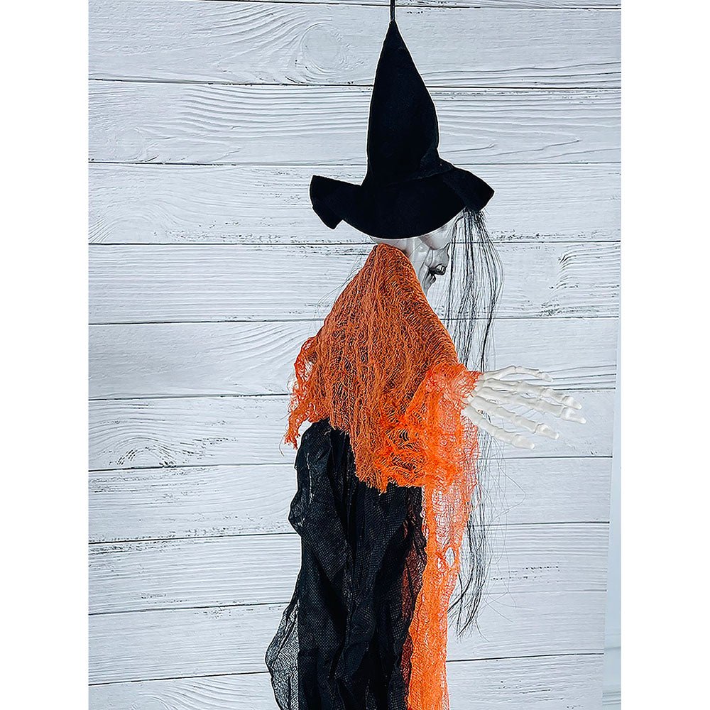 Scary Orange Hanging Long Haired Floating Ghost, Halloween Décor - Little Surprise BoxScary Orange Hanging Long Haired Floating Ghost, Halloween Décor