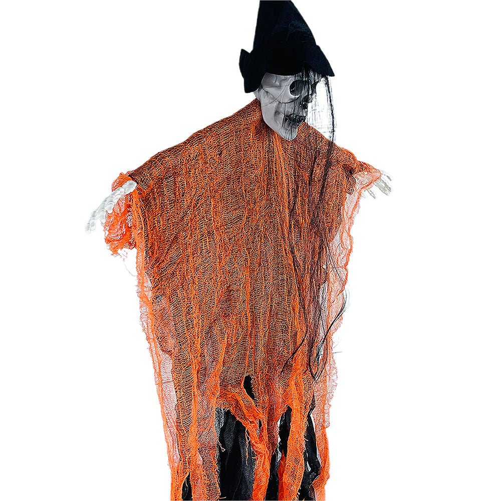 Scary Orange Hanging Long Haired Floating Ghost, Halloween Décor - Little Surprise BoxScary Orange Hanging Long Haired Floating Ghost, Halloween Décor