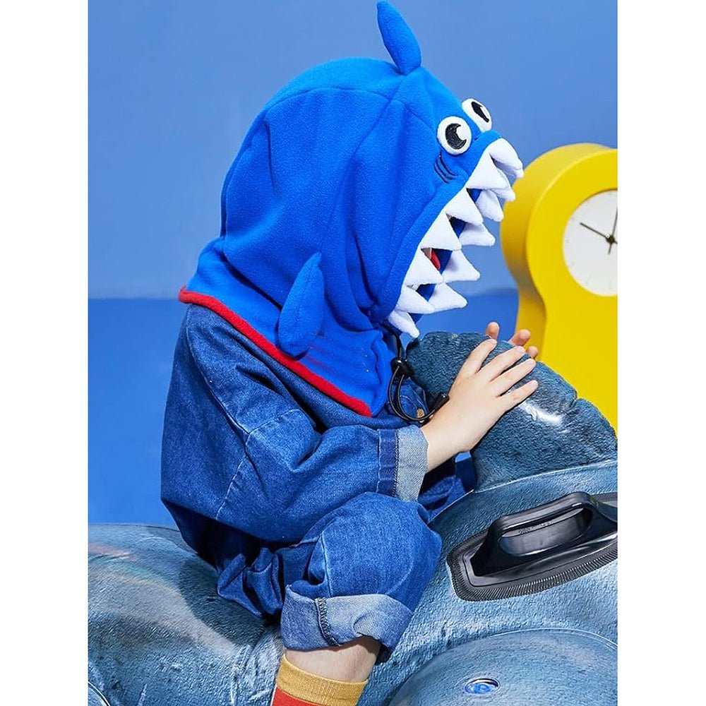 Shark Penguin theme Fleece Winter Cap covering Mouth, Neck and Head - Little Surprise BoxShark Penguin theme Fleece Winter Cap covering Mouth, Neck and Head