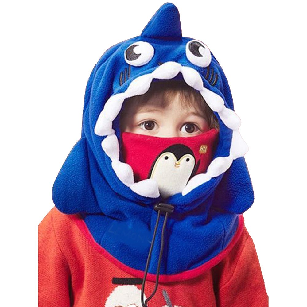 Shark Penguin theme Fleece Winter Cap covering Mouth, Neck and Head - Little Surprise BoxShark Penguin theme Fleece Winter Cap covering Mouth, Neck and Head